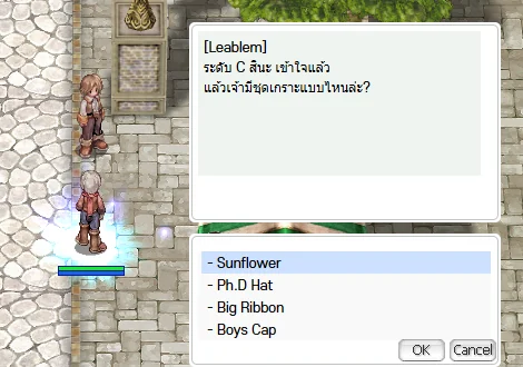 รายชื่อของในระดับที่เลือก
